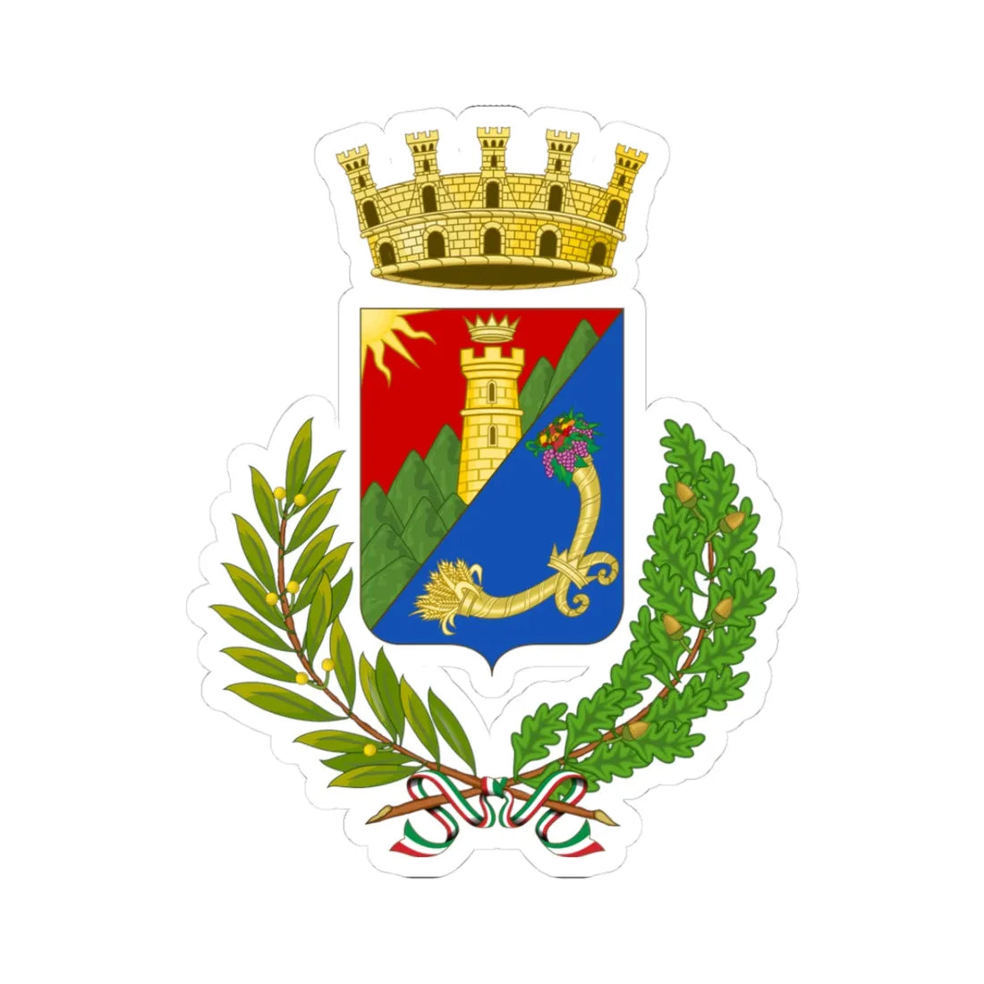 Caserta-Stemma (Italy) (Coat of Arms) STICKER Vinyl Kiss-Cut Decal 3 Inch White - The Sticker Space