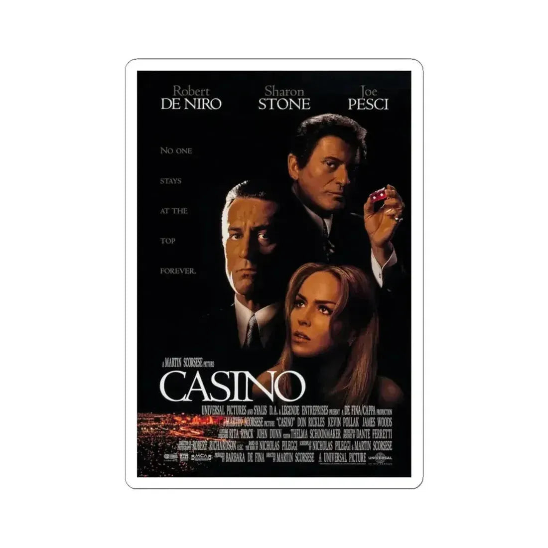 Casino 1995 Movie Poster - STICKER Vinyl Kiss-Cut Decal 6 Inch White - The Sticker Space