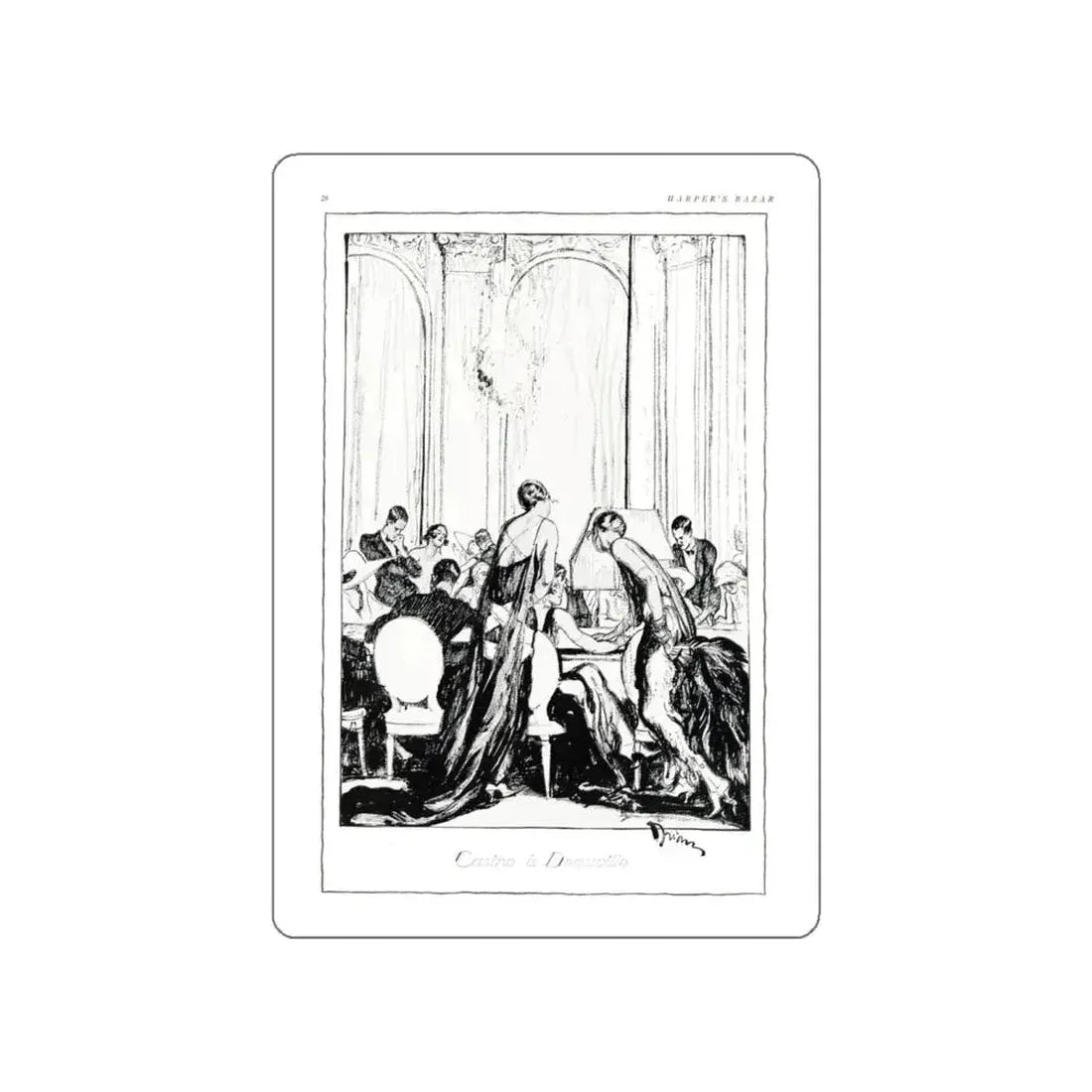 Casino a Deauville, Harper's Bazaar, July 1923 (Magazine Illustration) STICKER Vinyl Die-Cut Decal White Die-Cut 4 Inch - The Sticker Space