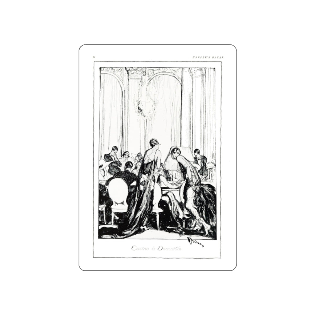 Casino a Deauville, Harper's Bazaar, July 1923 (Magazine Illustration) STICKER Vinyl Die-Cut Decal-White-The Sticker Space