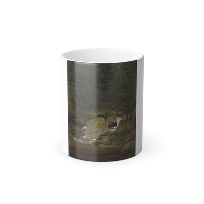 Caspar David Friedrich (1774-1840) Tannen am Wasserfall (The Evergreens by the Waterfall) - Color Changing Mug 11oz-11oz-The Sticker Space