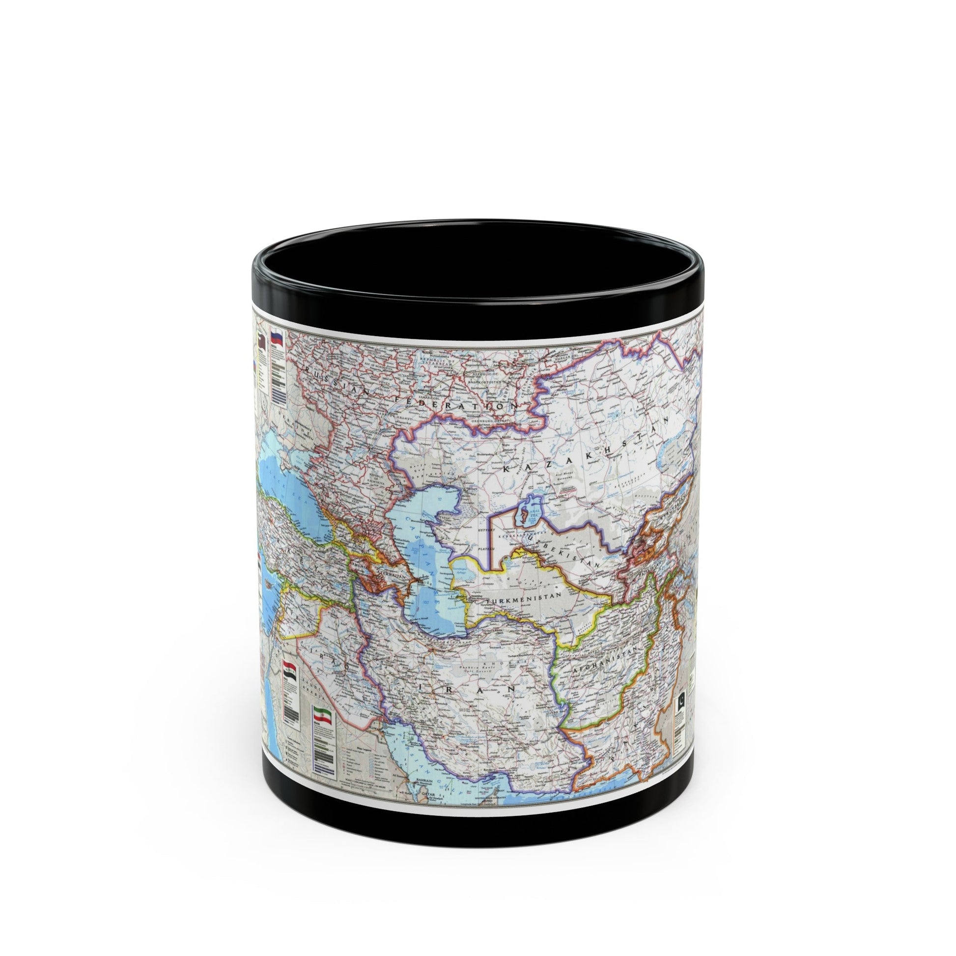 Caspian Region- Promise and Peril (1999) (Map) Black Coffee Mug-The Sticker Space