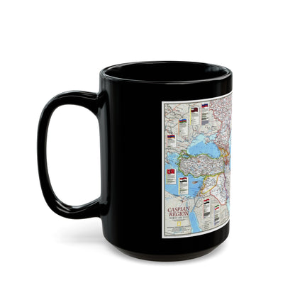 Caspian Region- Promise and Peril (1999) (Map) Black Coffee Mug-The Sticker Space