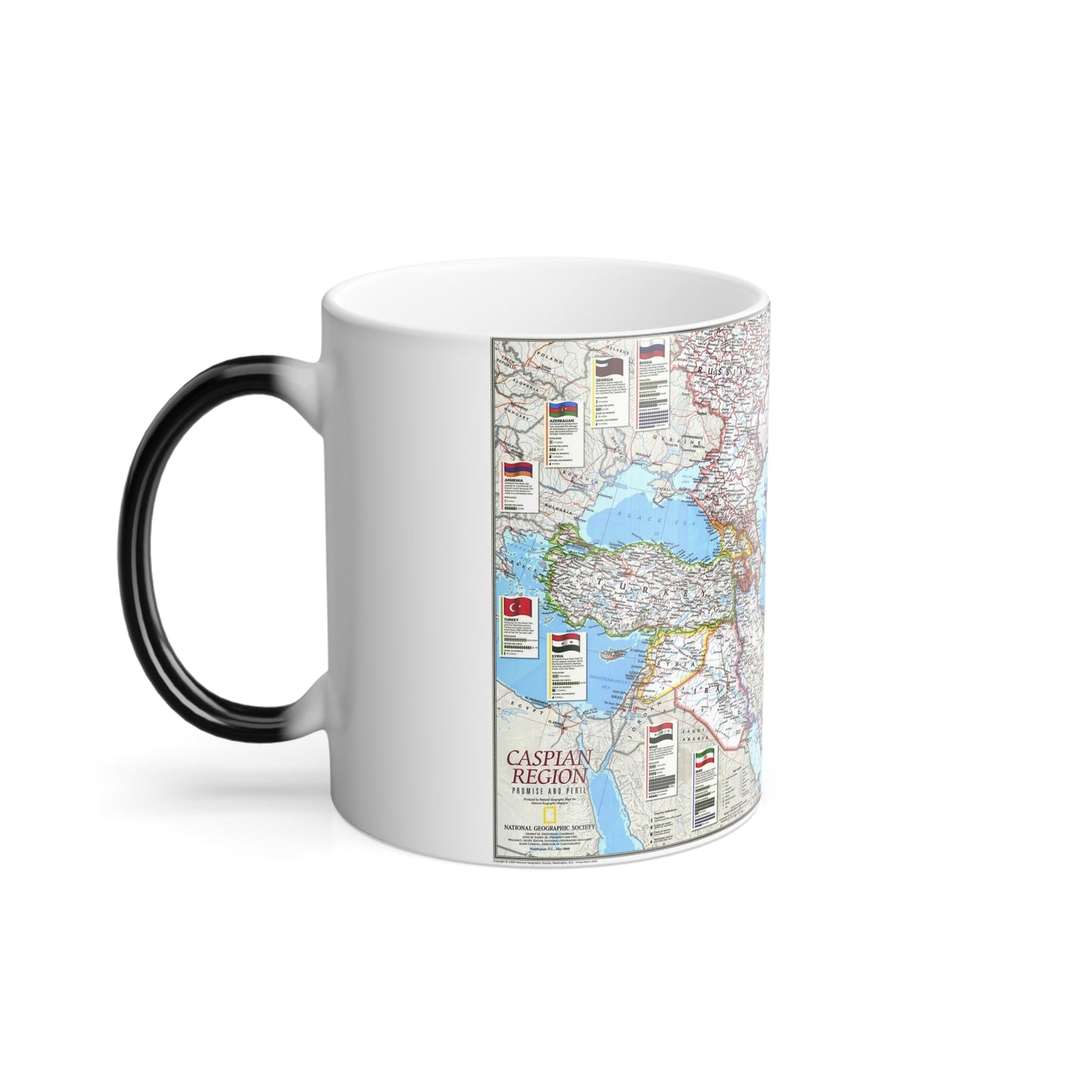 Caspian Region- Promise and Peril (1999) (Map) Color Changing Mug 11oz-11oz-The Sticker Space