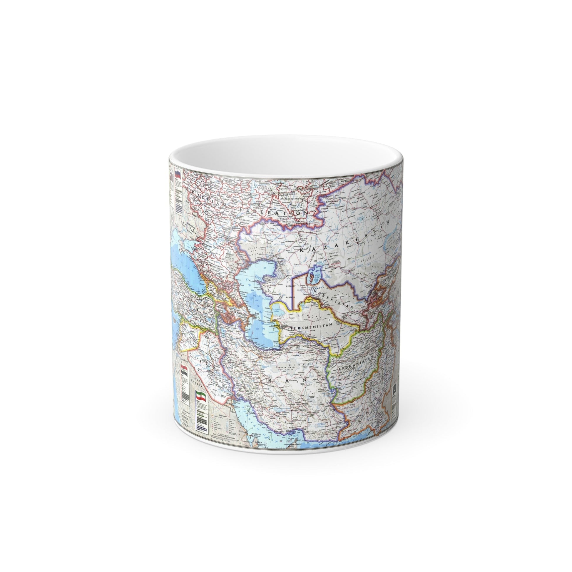 Caspian Region- Promise and Peril (1999) (Map) Color Changing Mug 11oz-11oz-The Sticker Space