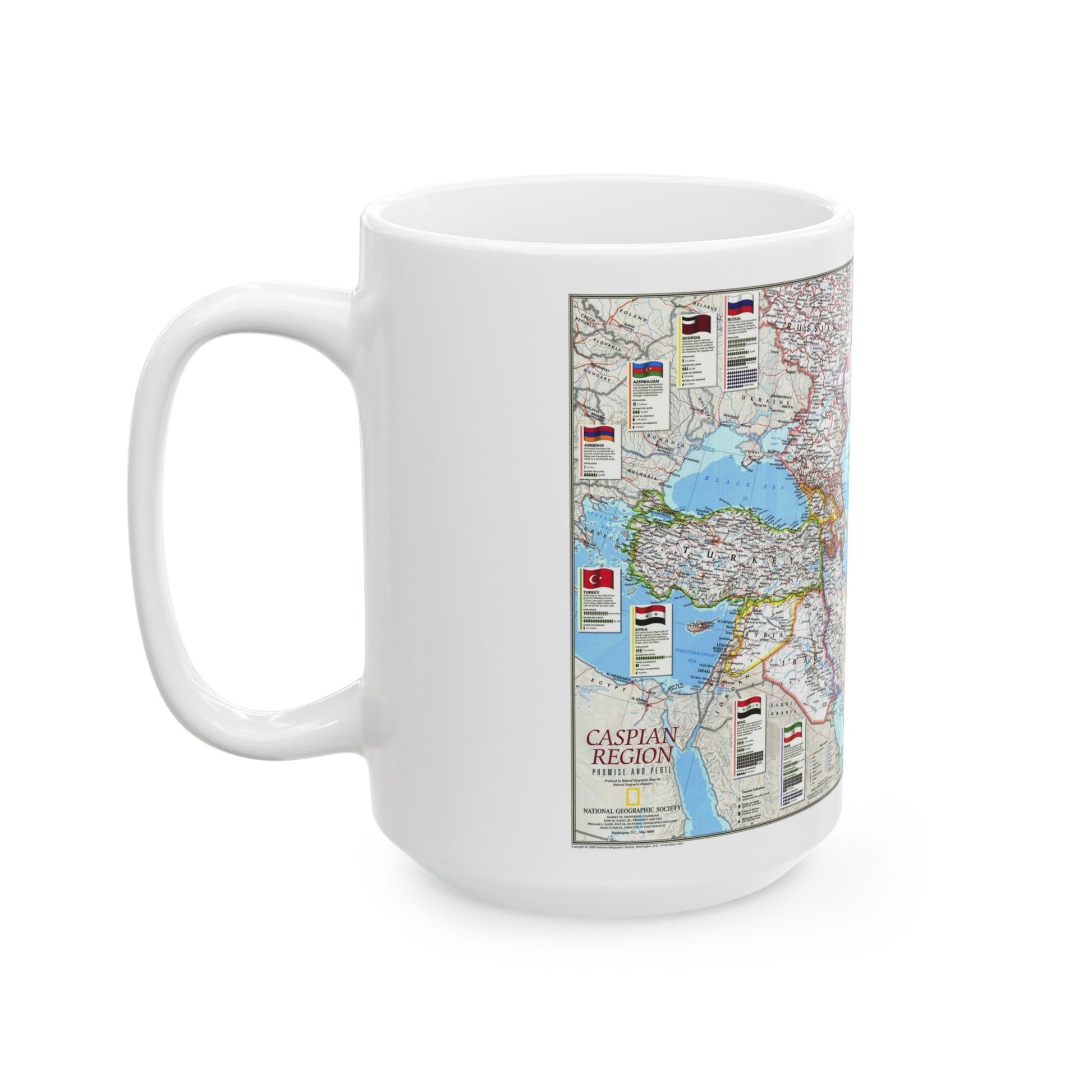 Caspian Region- Promise and Peril (1999) (Map) White Coffee Mug-The Sticker Space