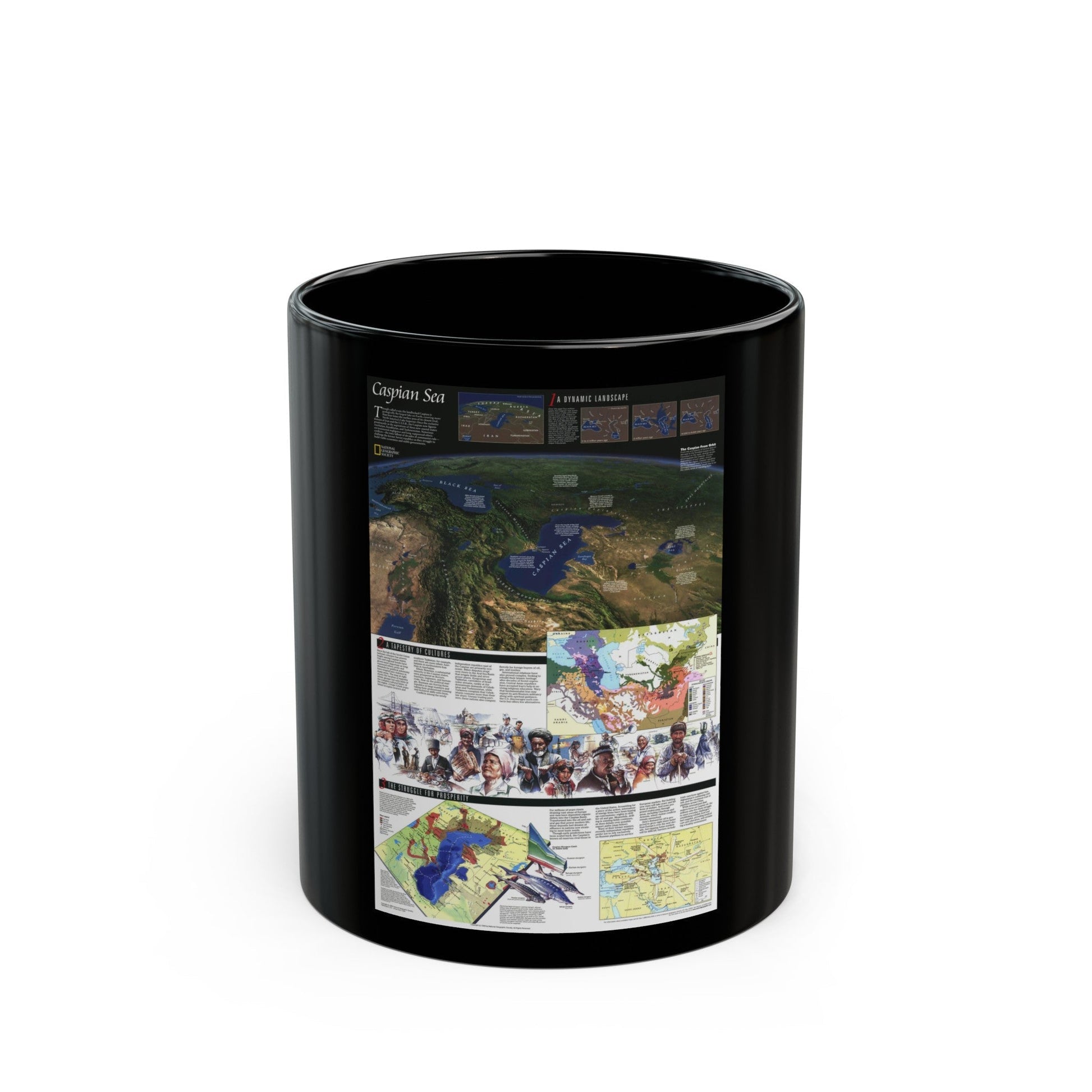 Caspian Sea (1999) (Map) Black Coffee Mug-11oz-The Sticker Space