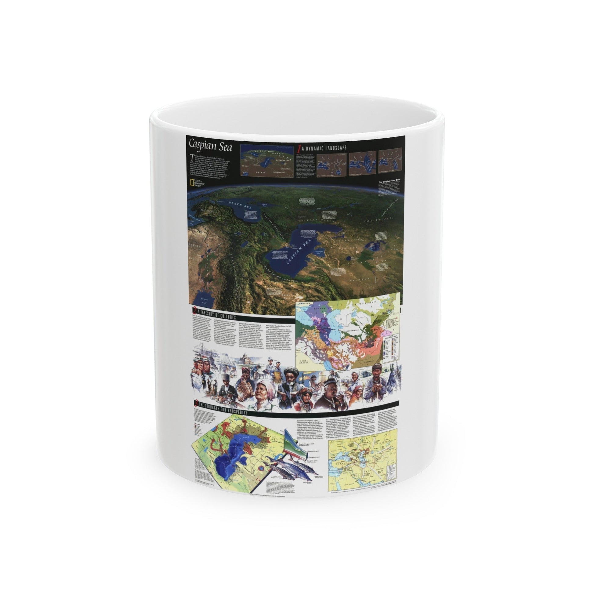 Caspian Sea (1999) (Map) White Coffee Mug-11oz-The Sticker Space