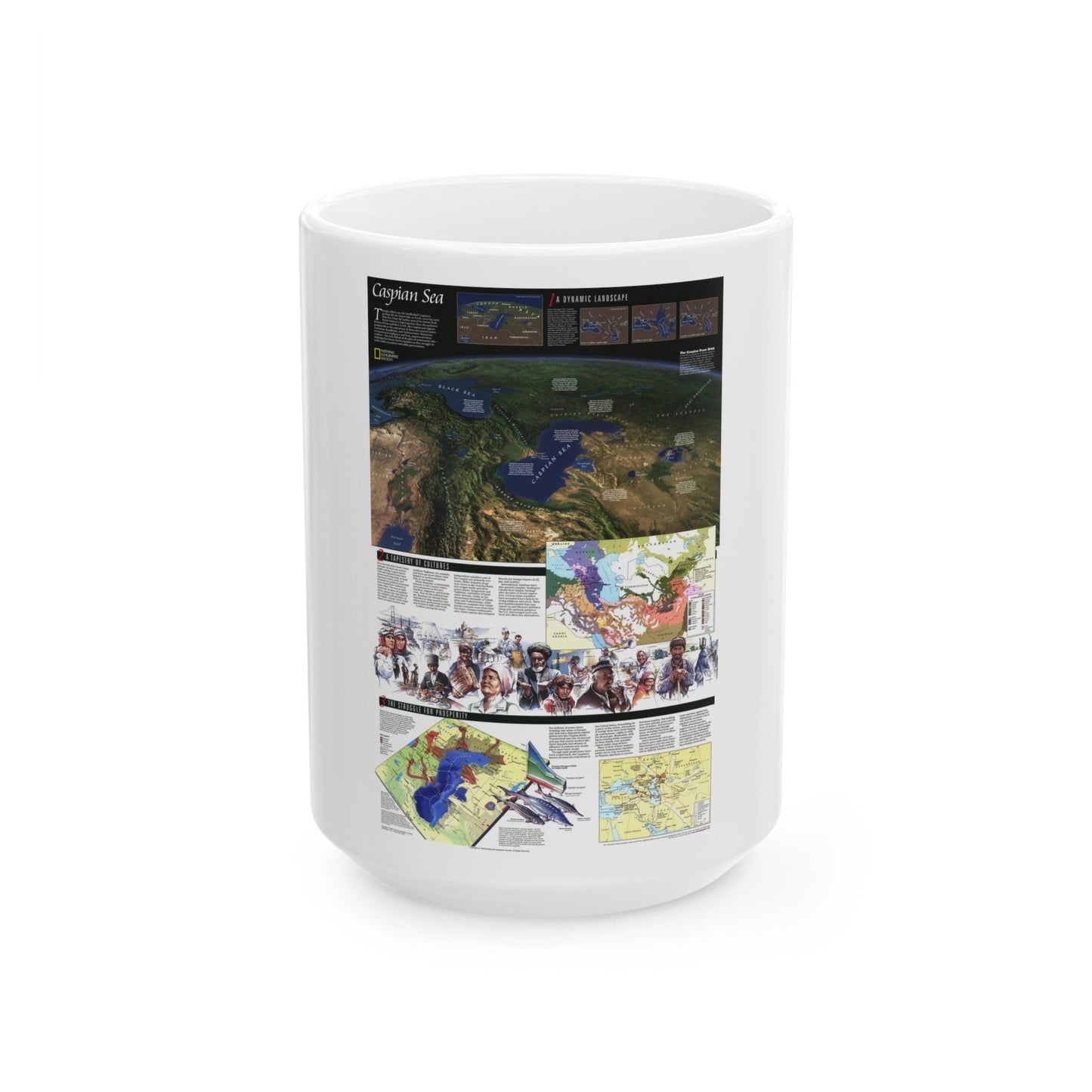 Caspian Sea (1999) (Map) White Coffee Mug-15oz-The Sticker Space