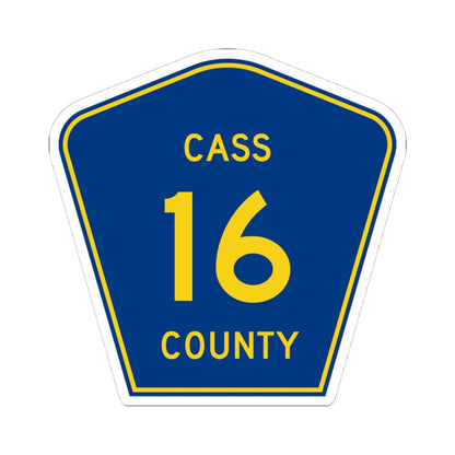 Cass County Route 16 ND (North Dakota) (Road Sign) STICKER Vinyl Kiss-Cut Decal 4 Inch White - The Sticker Space