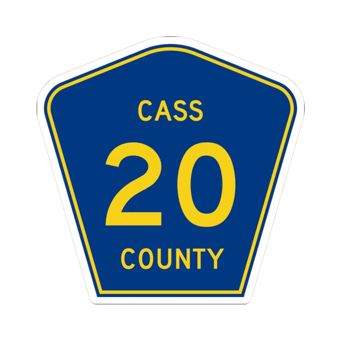 Cass County Route 20 ND (North Dakota) (Road Sign) STICKER Vinyl Kiss-Cut Decal 3 Inch White - The Sticker Space