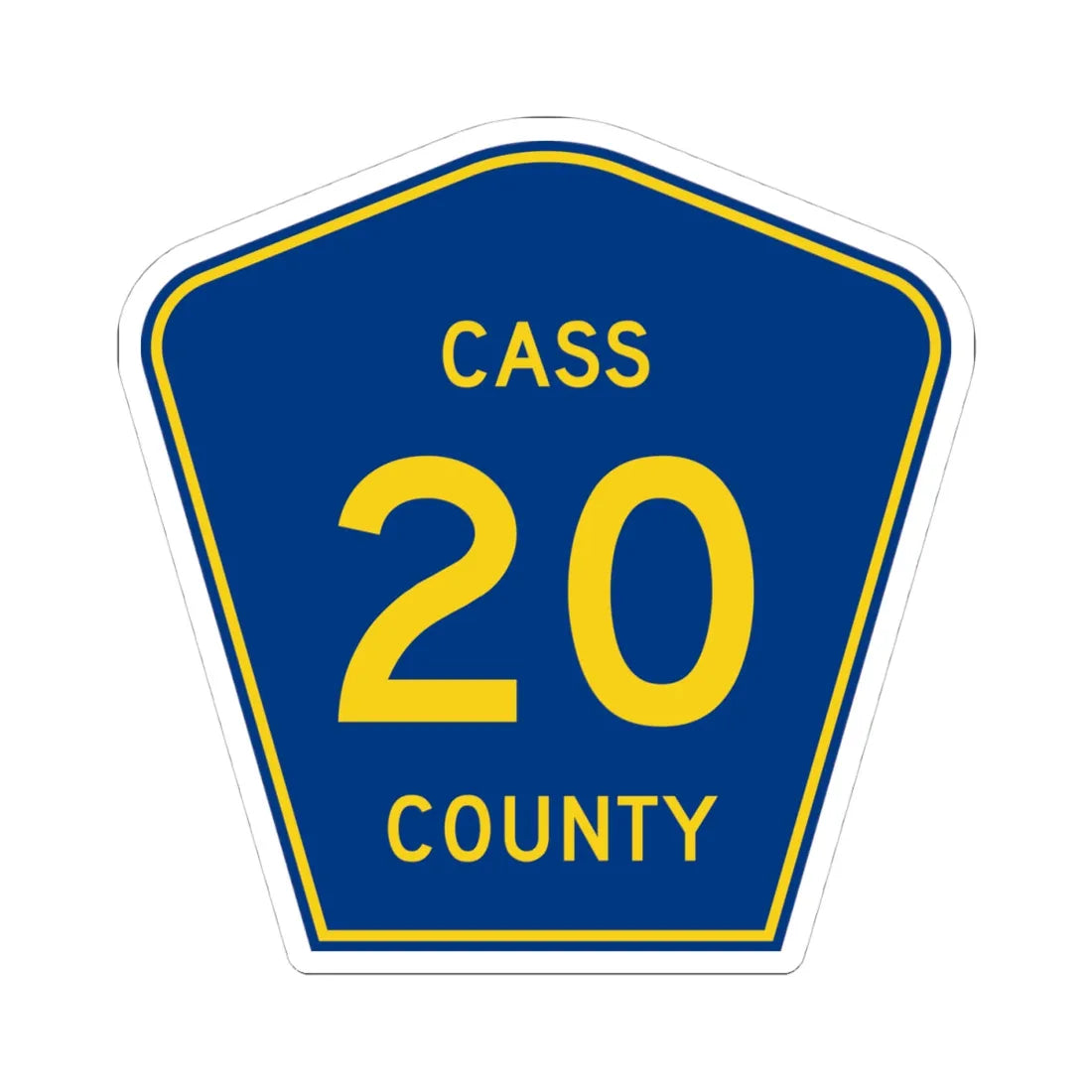Cass County Route 20 ND (North Dakota) (Road Sign) STICKER Vinyl Kiss-Cut Decal 4 Inch White - The Sticker Space