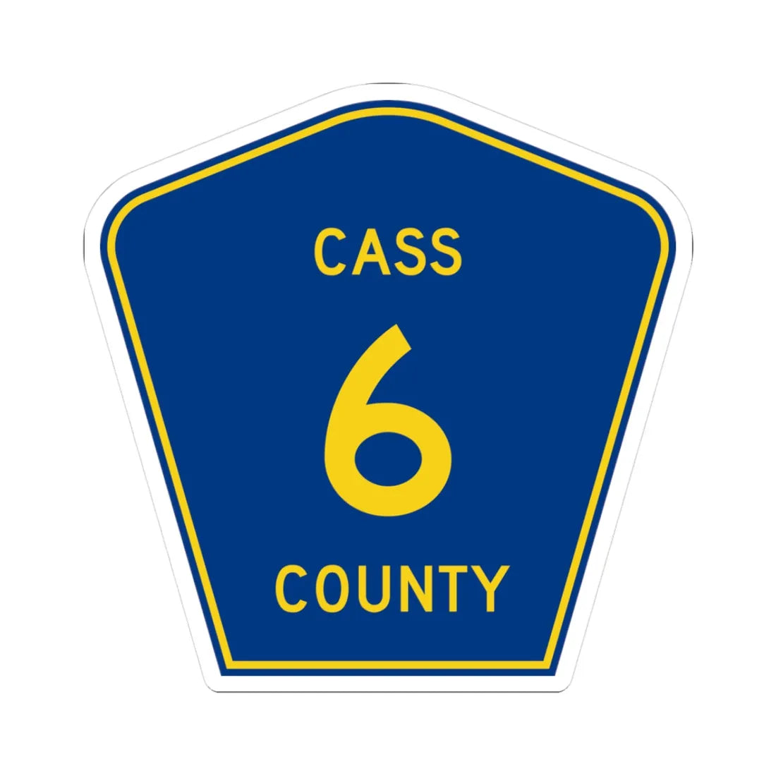 Cass County Route 6 ND (North Dakota) (Road Sign) STICKER Vinyl Kiss-Cut Decal 3 Inch White - The Sticker Space
