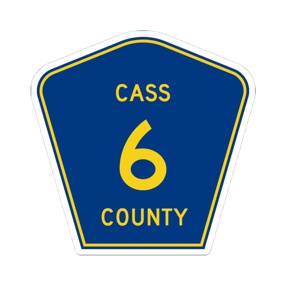 Cass County Route 6 ND (North Dakota) (Road Sign) STICKER Vinyl Kiss-Cut Decal 4 Inch White - The Sticker Space