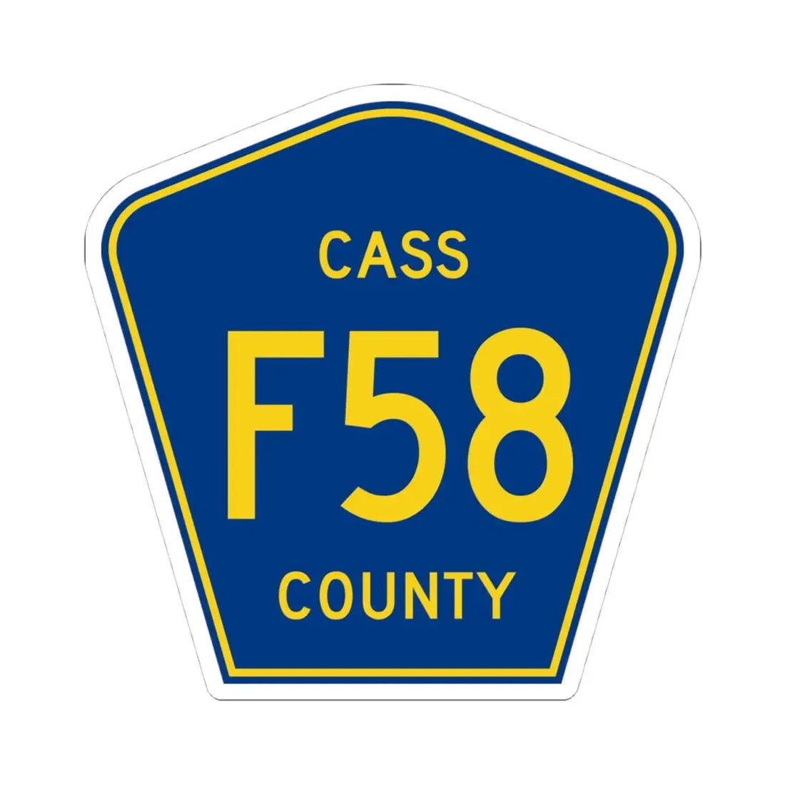Cass County Route F58 IA (Iowa) (Road Sign) STICKER Vinyl Kiss-Cut Decal 4 Inch White - The Sticker Space