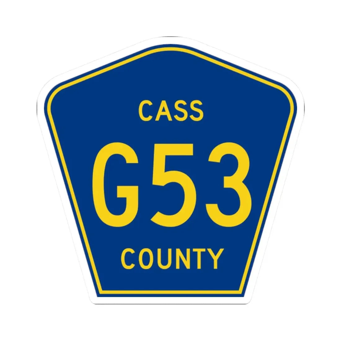 Cass County Route G53 IA (Iowa) (Road Sign) STICKER Vinyl Kiss-Cut Decal 2 Inch White - The Sticker Space