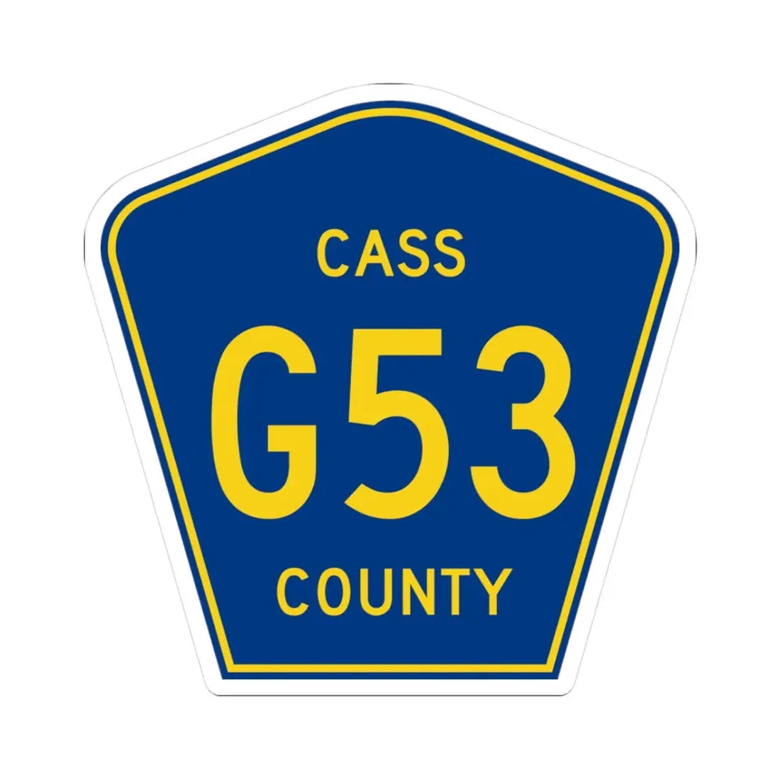 Cass County Route G53 IA (Iowa) (Road Sign) STICKER Vinyl Kiss-Cut Decal 3 Inch White - The Sticker Space