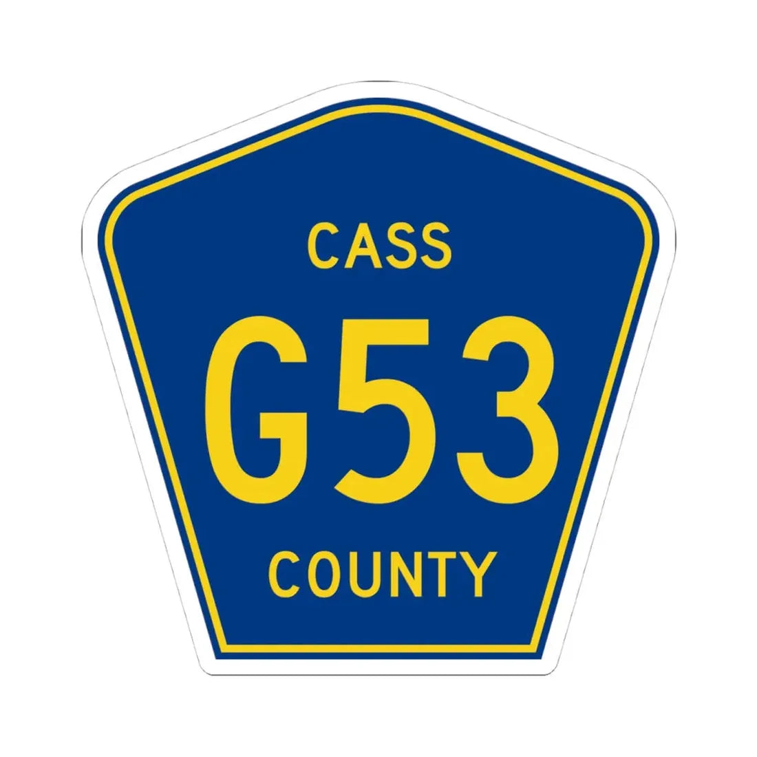 Cass County Route G53 IA (Iowa) (Road Sign) STICKER Vinyl Kiss-Cut Decal 4 Inch White - The Sticker Space