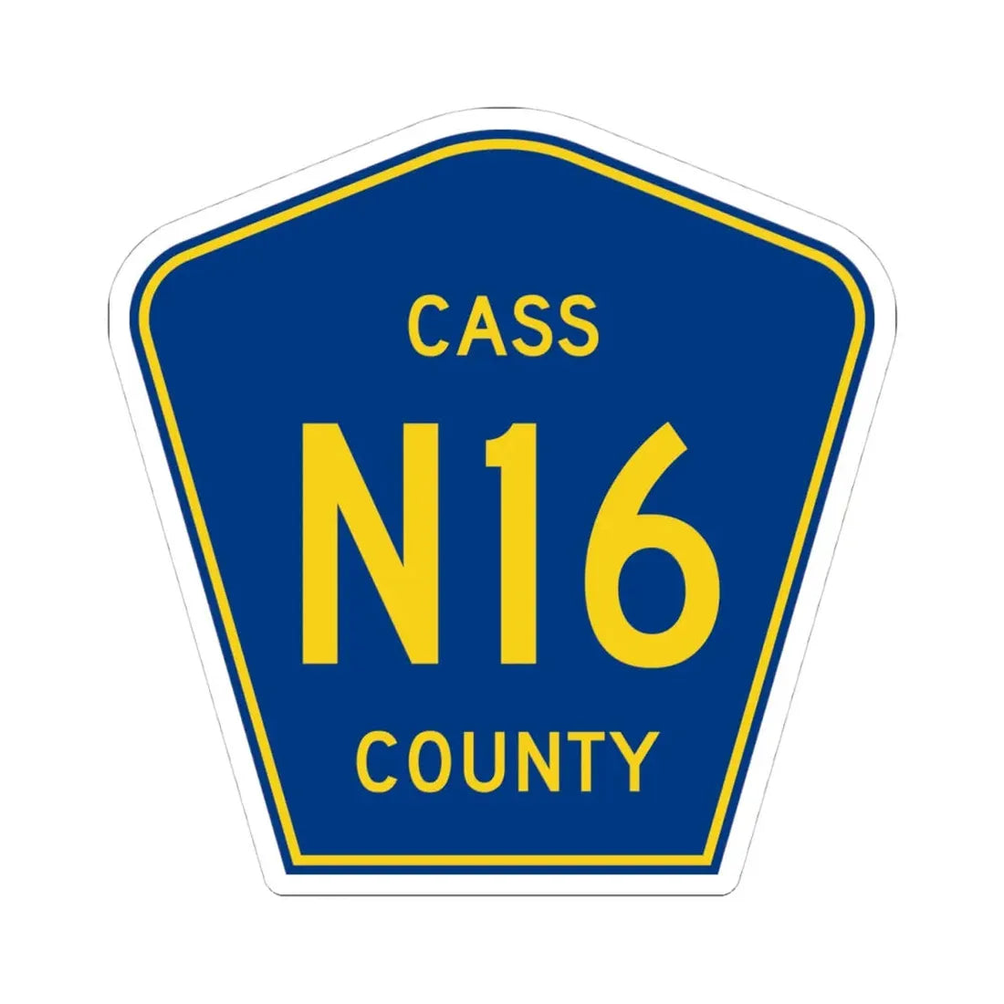 Cass County Route N16 IA (Iowa) (Road Sign) STICKER Vinyl Kiss-Cut Decal 4 Inch White - The Sticker Space