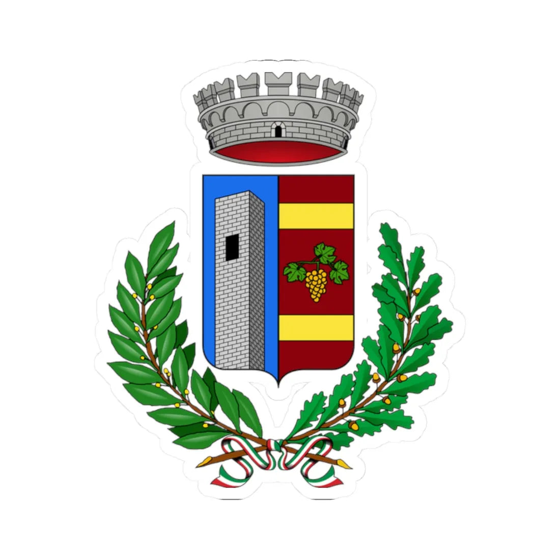 Cassinasco-Stemma (Italy) (Coat of Arms) STICKER Vinyl Kiss-Cut Decal 2 Inch White - The Sticker Space