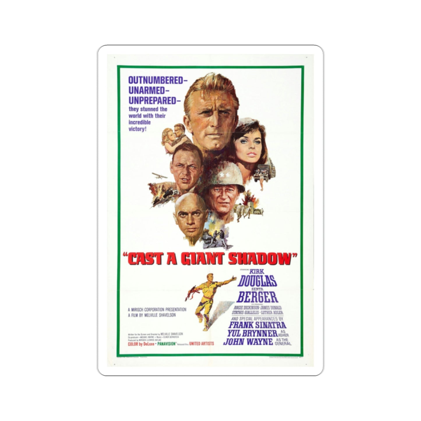 Cast a Giant Shadow 1966 Movie Poster STICKER Vinyl Die-Cut Decal-2 Inch-The Sticker Space