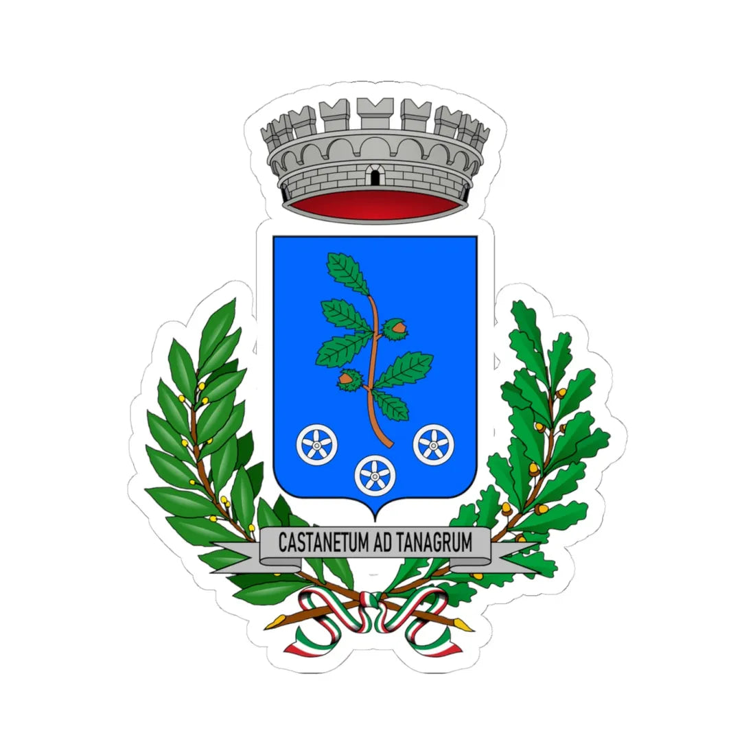 Castagnito-Stemma (Italy) (Coat of Arms) STICKER Vinyl Kiss-Cut Decal 4 Inch White - The Sticker Space