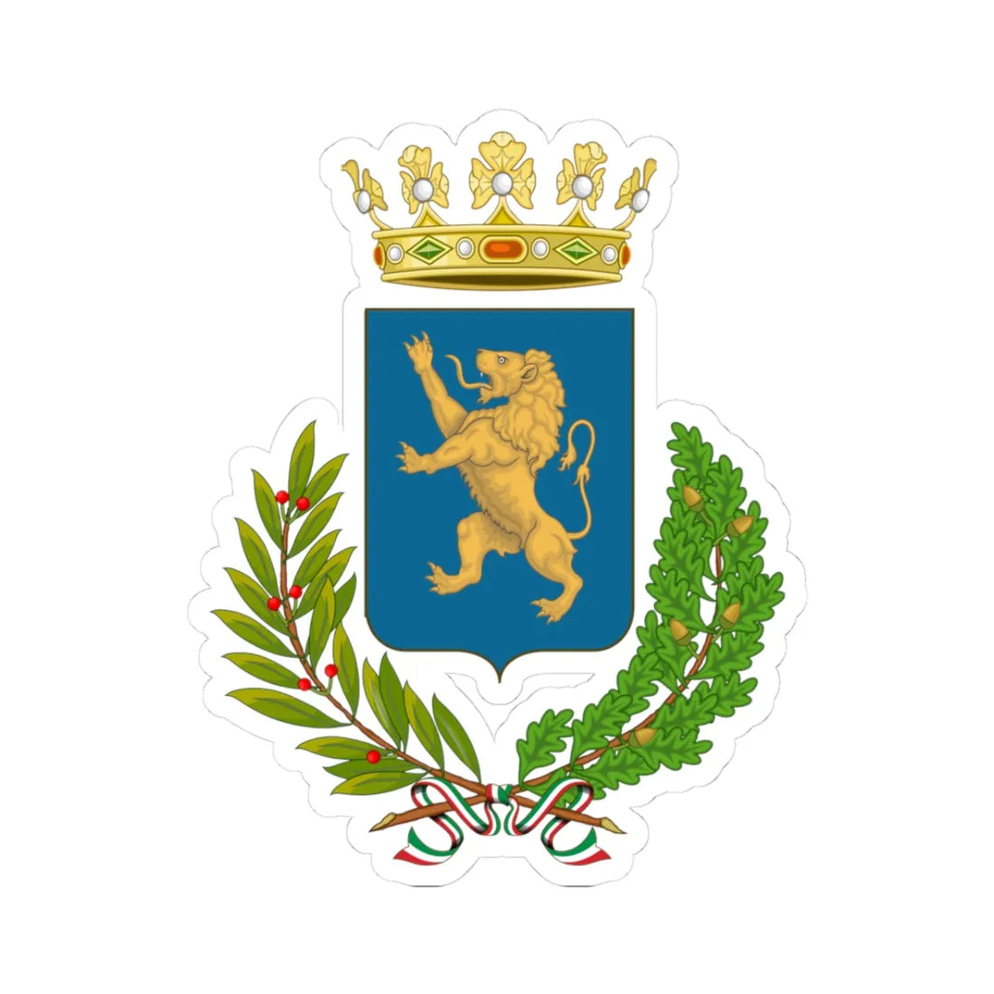 Castelbellino-Stemma (Italy) (Coat of Arms) STICKER Vinyl Kiss-Cut Decal 3 Inch White - The Sticker Space