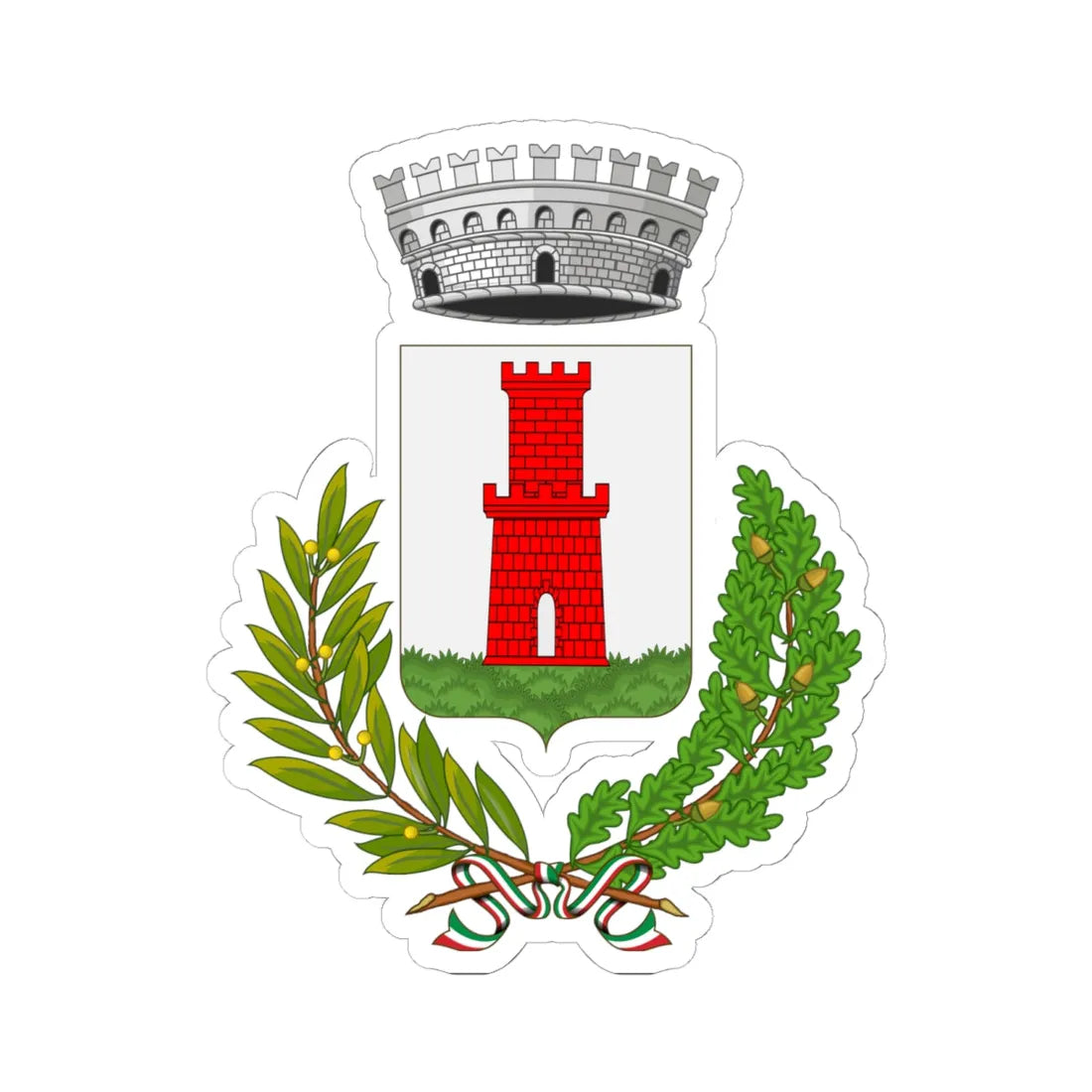 Casteldaccia-Stemma (Italy) (Coat of Arms) STICKER Vinyl Kiss-Cut Decal 6 Inch White - The Sticker Space