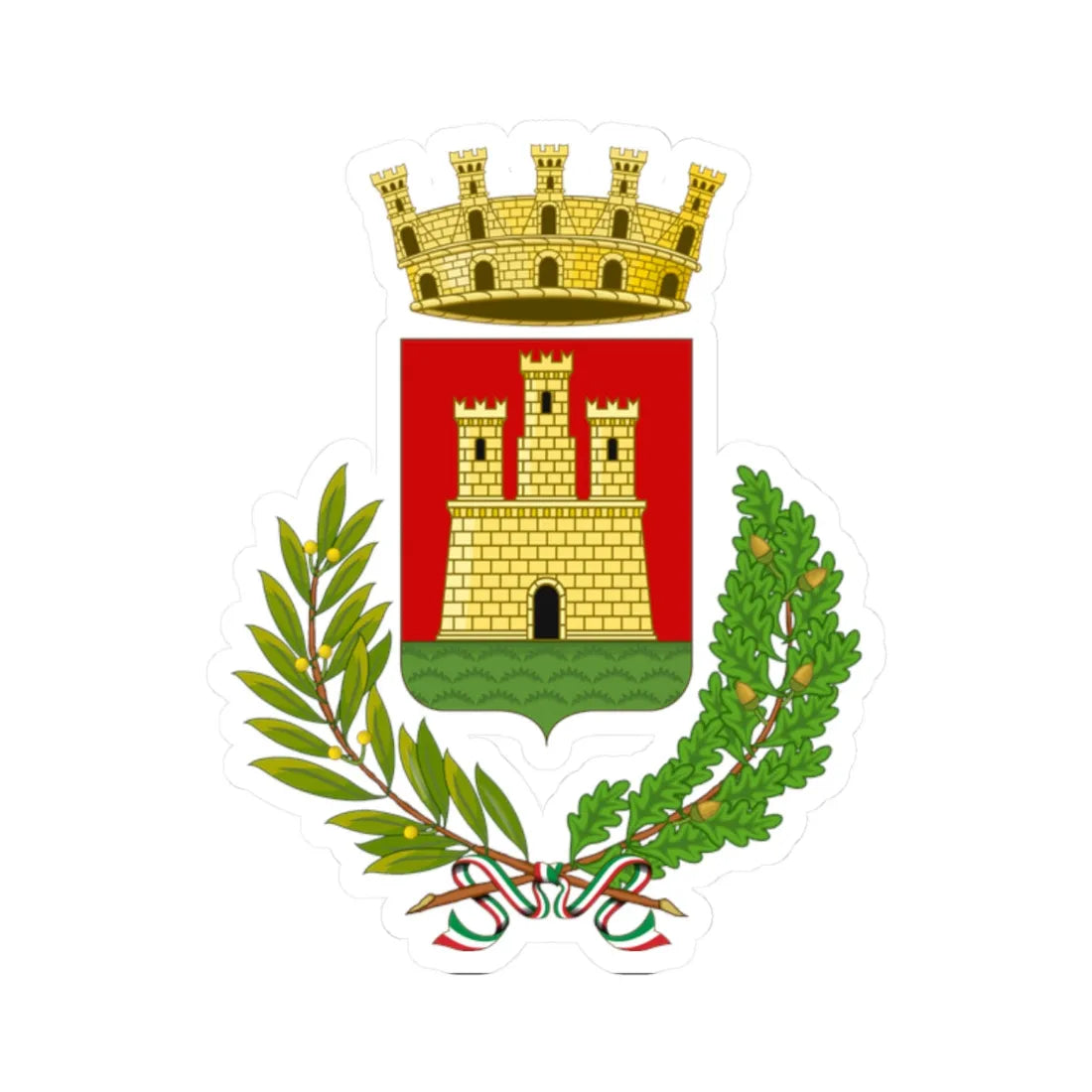 Castelfidardo-Stemma (Italy) (Coat of Arms) STICKER Vinyl Kiss-Cut Decal 2 Inch White - The Sticker Space