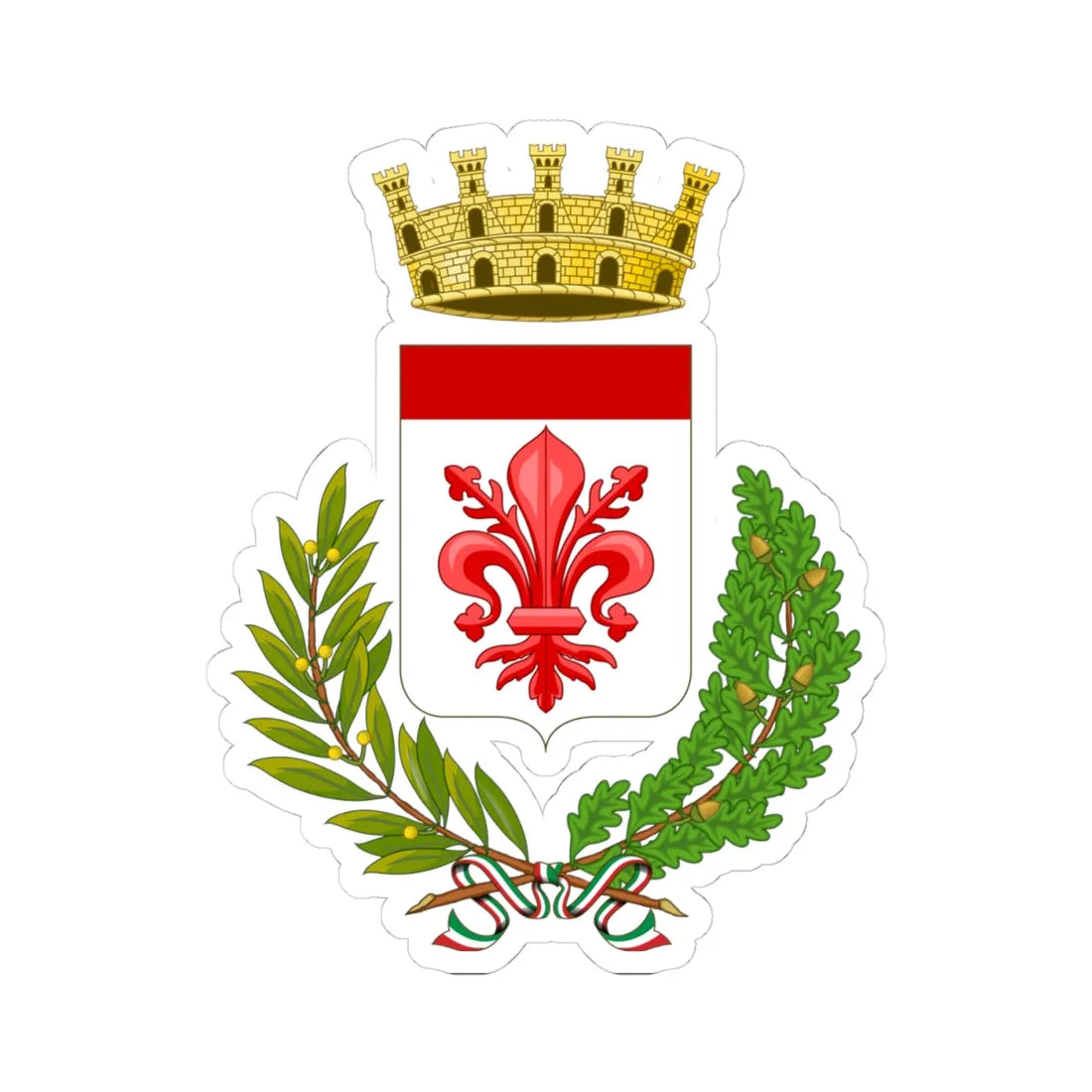 Castelfiorentino-Stemma (Italy) (Coat of Arms) STICKER Vinyl Kiss-Cut Decal 4 Inch White - The Sticker Space