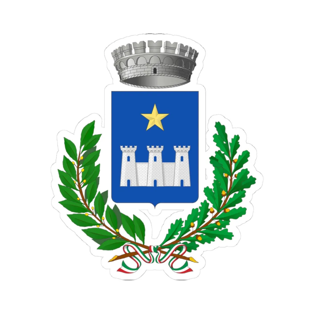 Castellino Tanaro-Stemma (Italy) (Coat of Arms) STICKER Vinyl Kiss-Cut Decal 3 Inch White - The Sticker Space