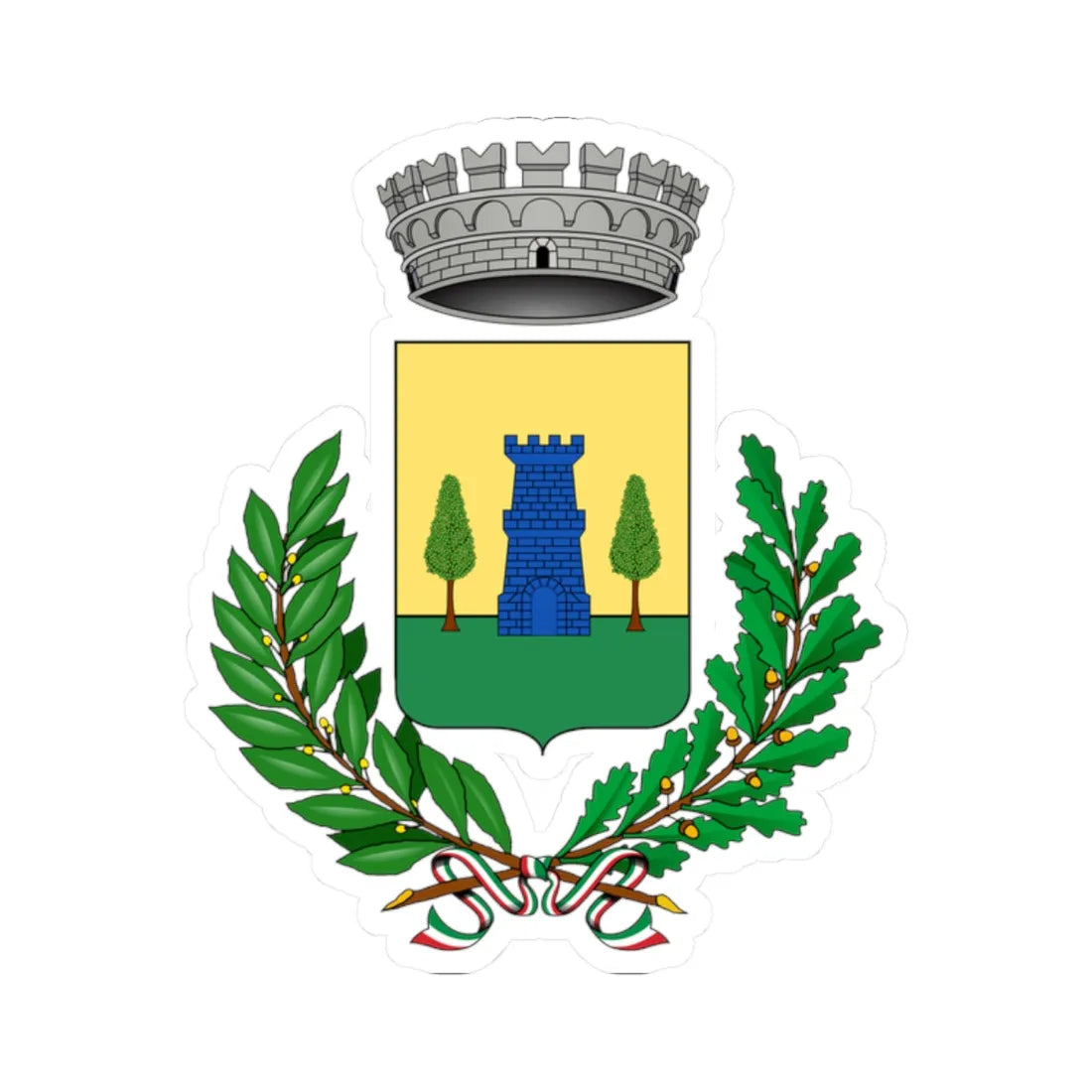 Castello di Cisterna stemma (Italy) (Coat of Arms) STICKER Vinyl Kiss-Cut Decal 2 Inch White - The Sticker Space