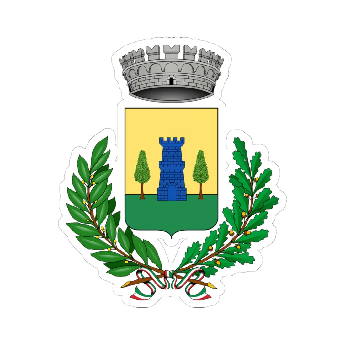 Castello di Cisterna stemma (Italy) (Coat of Arms) STICKER Vinyl Kiss-Cut Decal 4 Inch White - The Sticker Space