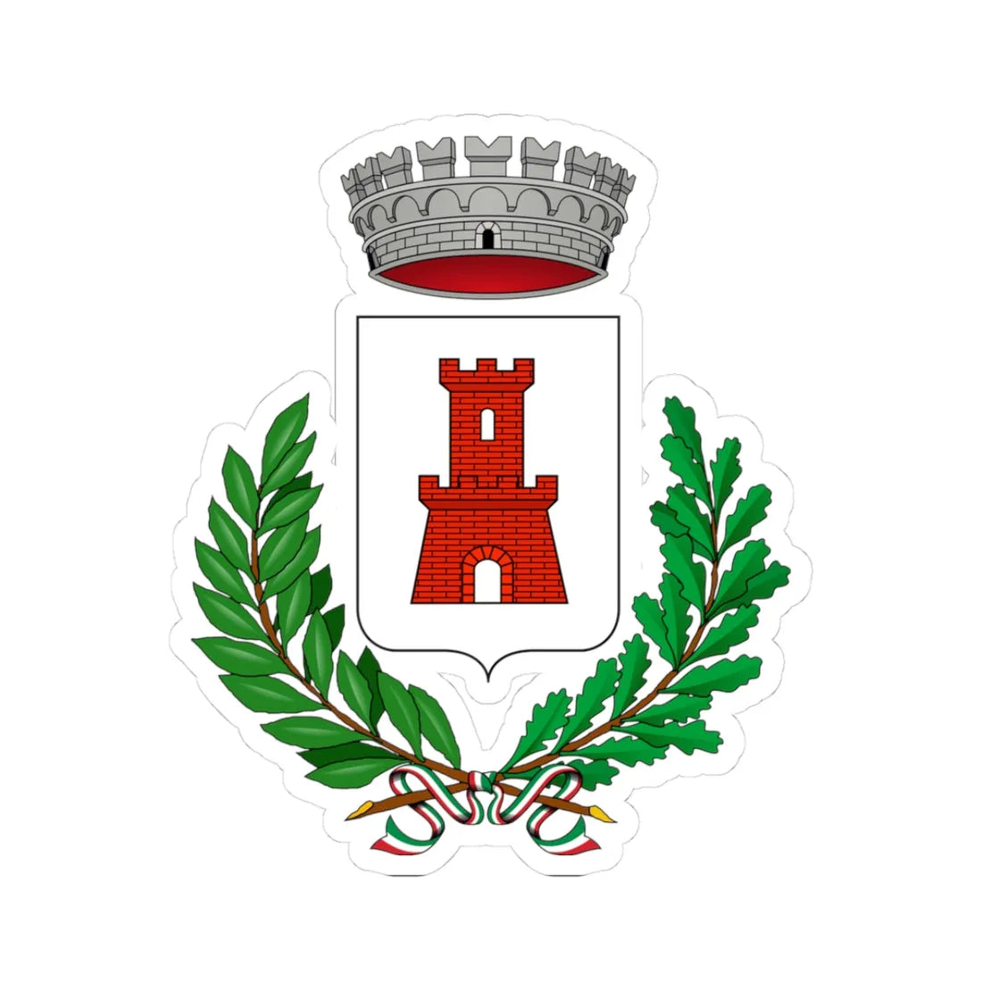 Castelnuovo Belbo-Stemma (Italy) (Coat of Arms) STICKER Vinyl Kiss-Cut Decal 3 Inch White - The Sticker Space