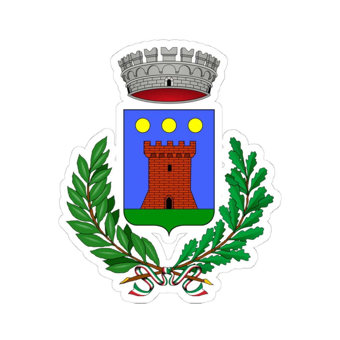 Castelnuovo Calcea-Stemma (Italy) (Coat of Arms) STICKER Vinyl Kiss-Cut Decal 4 Inch White - The Sticker Space