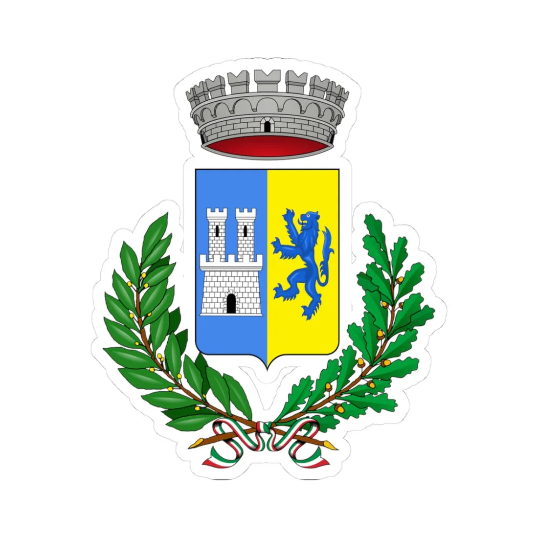 Castiglione Messer Marino-Stemma (Italy) (Coat of Arms) STICKER Vinyl Kiss-Cut Decal 3 Inch White - The Sticker Space