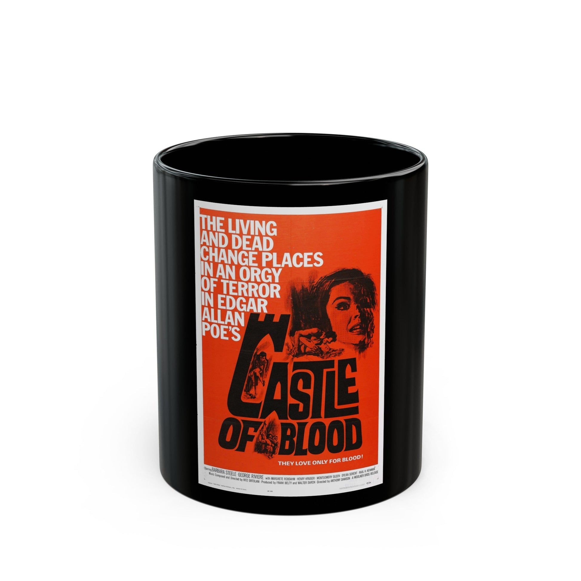 CASTLE OF BLOOD 1964 Movie Poster - Black Coffee Mug-11oz-The Sticker Space