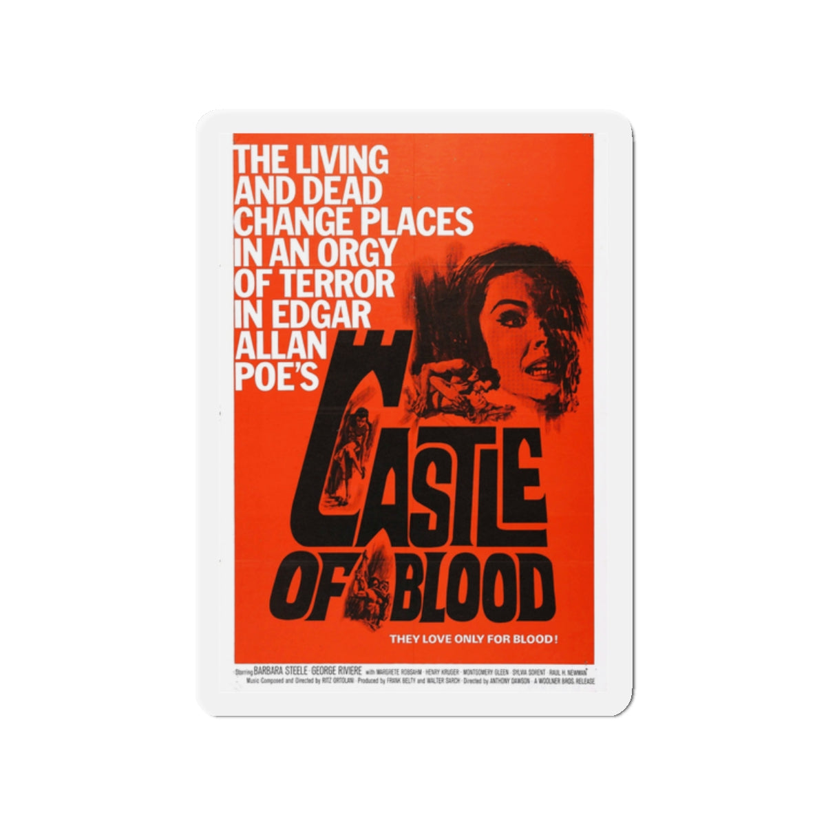 CASTLE OF BLOOD 1964 Movie Poster - Die-Cut Magnet-2" x 2"-The Sticker Space