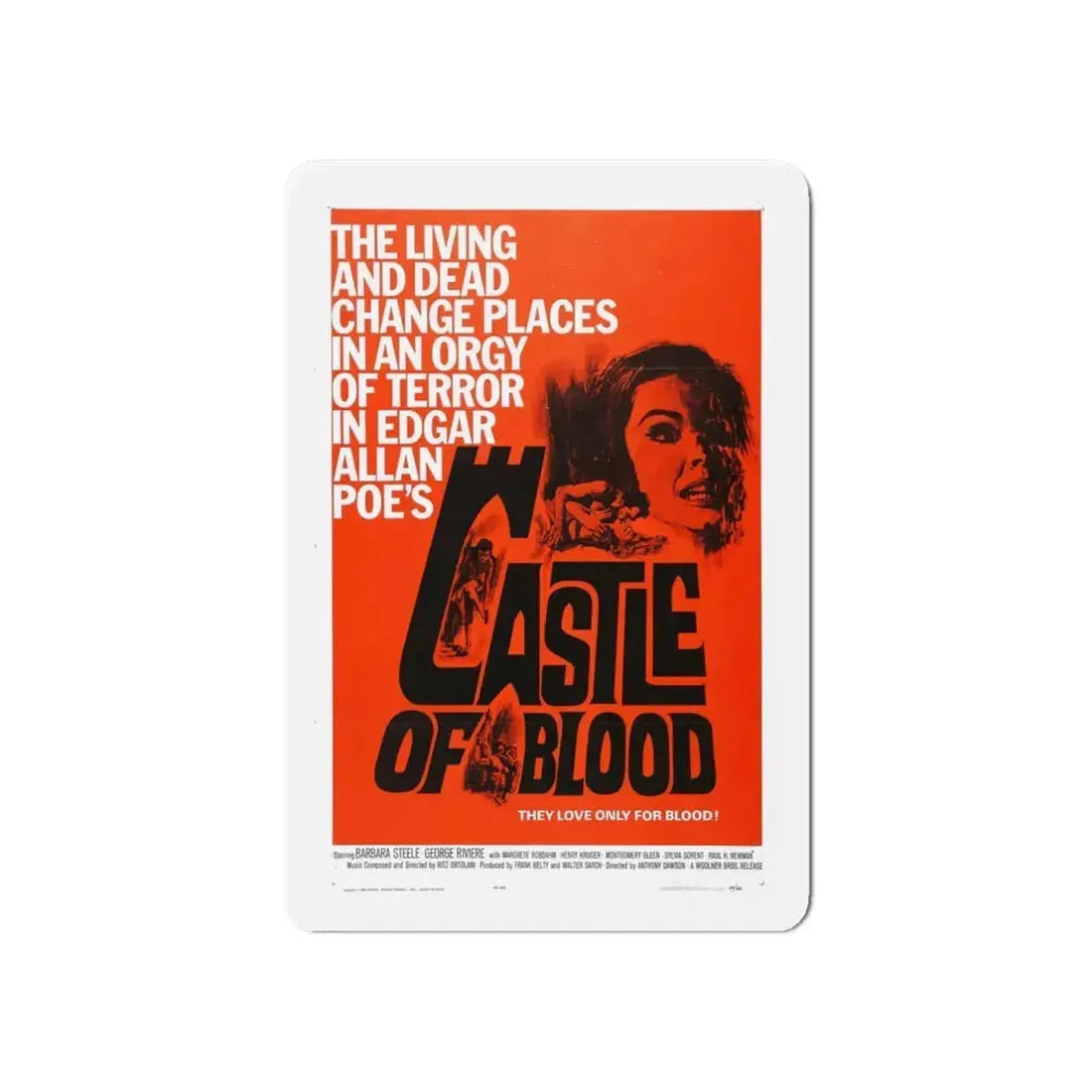 CASTLE OF BLOOD 1964 Movie Poster - Refrigerator Magnet 6 Inch - The Sticker Space