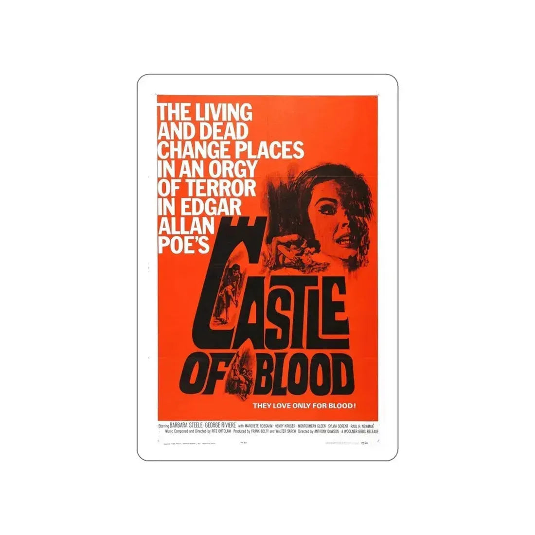 CASTLE OF BLOOD 1964 Movie Poster STICKER Vinyl Die-Cut Decal 6 Inch - The Sticker Space