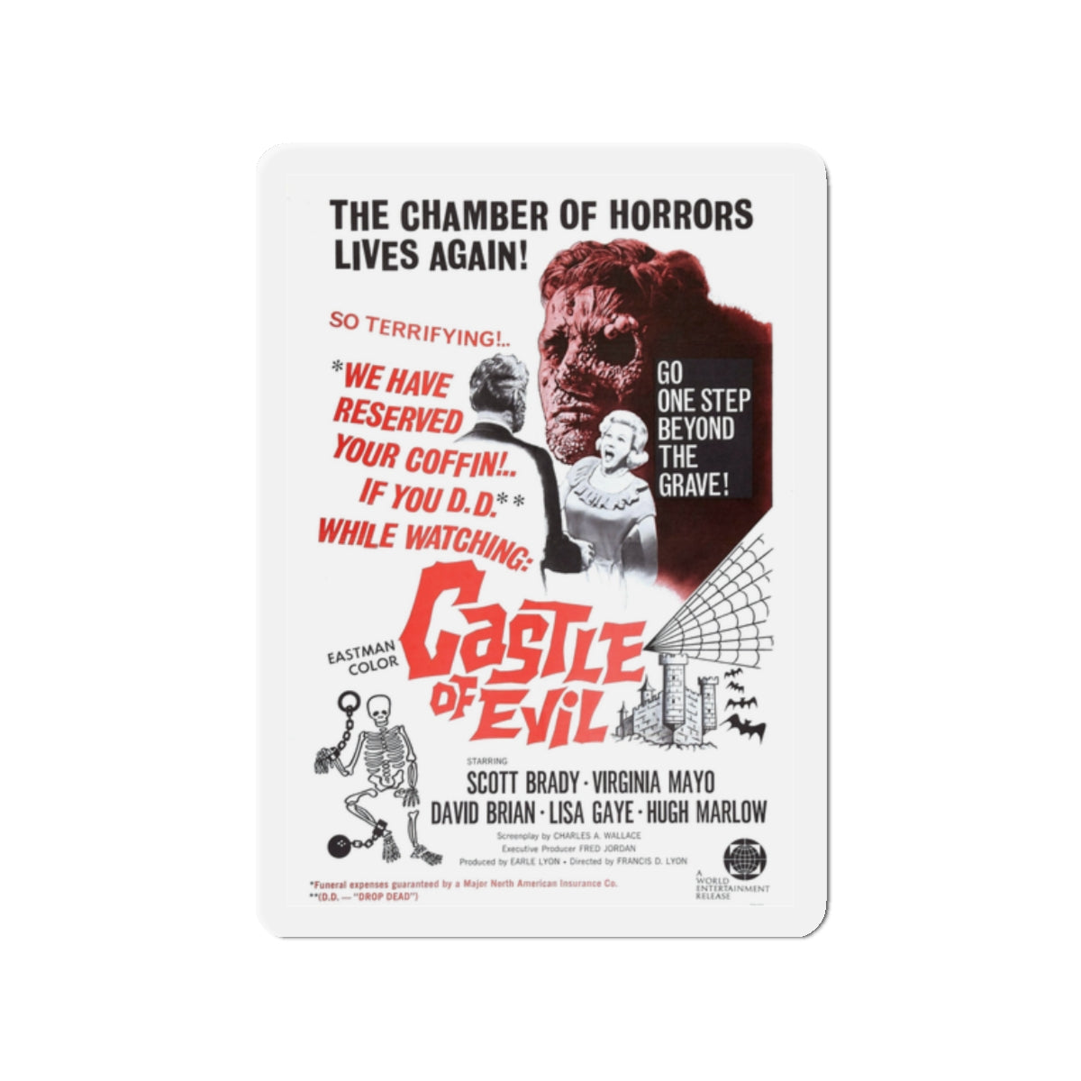 CASTLE OF EVIL 1966 Movie Poster - Die-Cut Magnet-2" x 2"-The Sticker Space