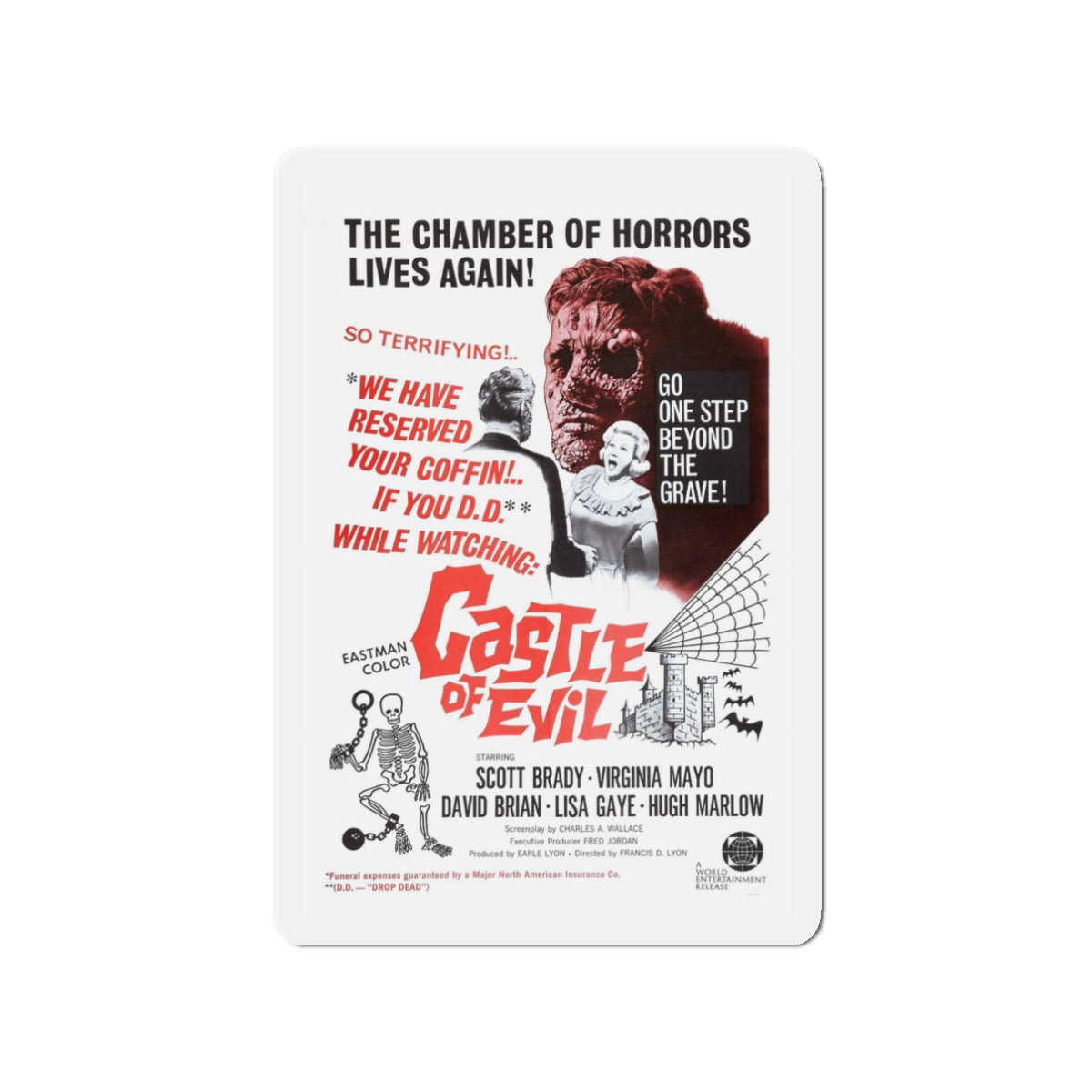 CASTLE OF EVIL 1966 Movie Poster - Die-Cut Magnet-3" x 3"-The Sticker Space