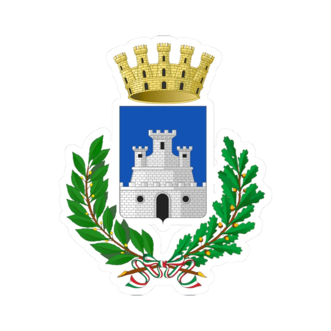Castrovillari-Stemma (Italy) (Coat of Arms) STICKER Vinyl Kiss-Cut Decal 2 Inch White - The Sticker Space