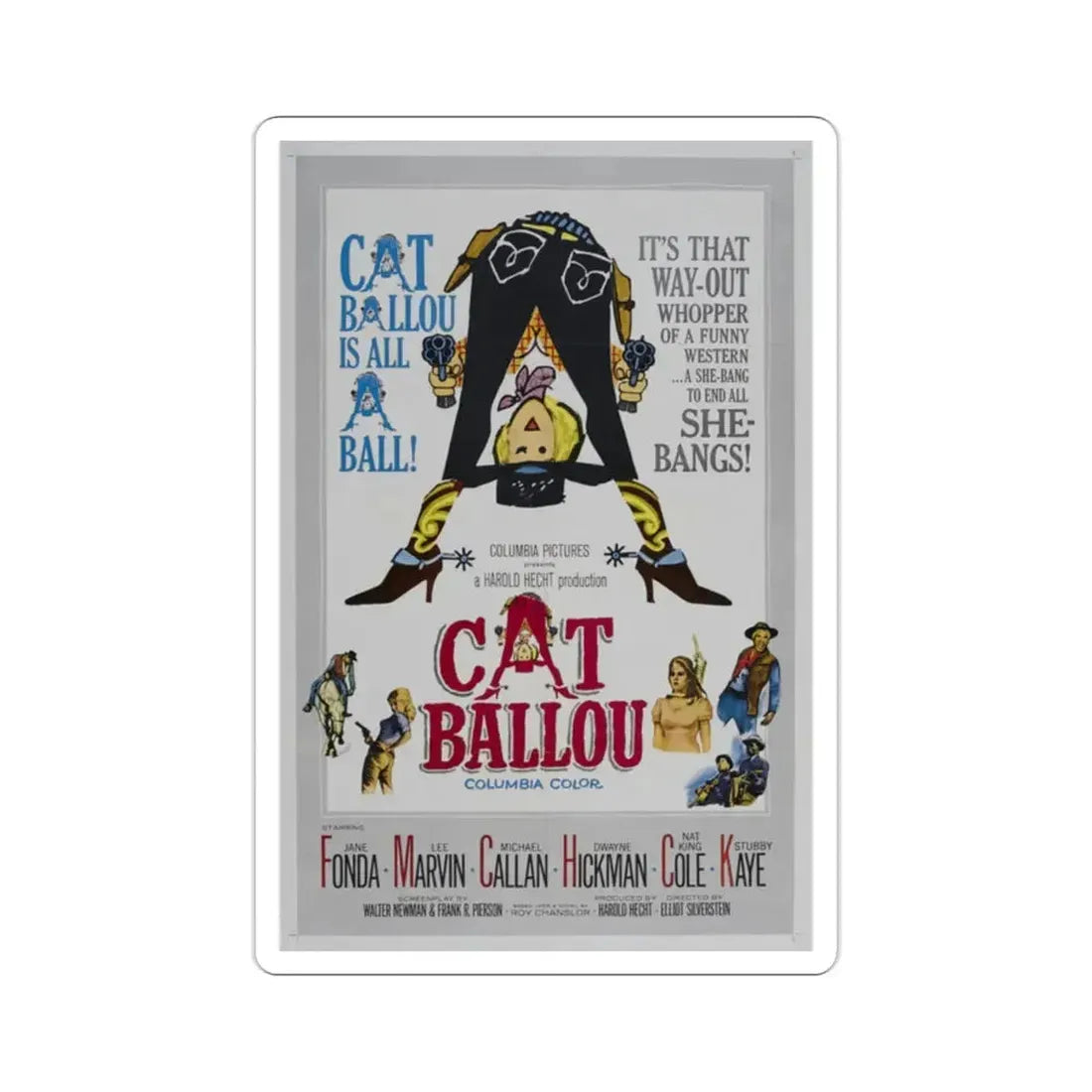 Cat Ballou 1965 Movie Poster STICKER Vinyl Die-Cut Decal 2 Inch - The Sticker Space