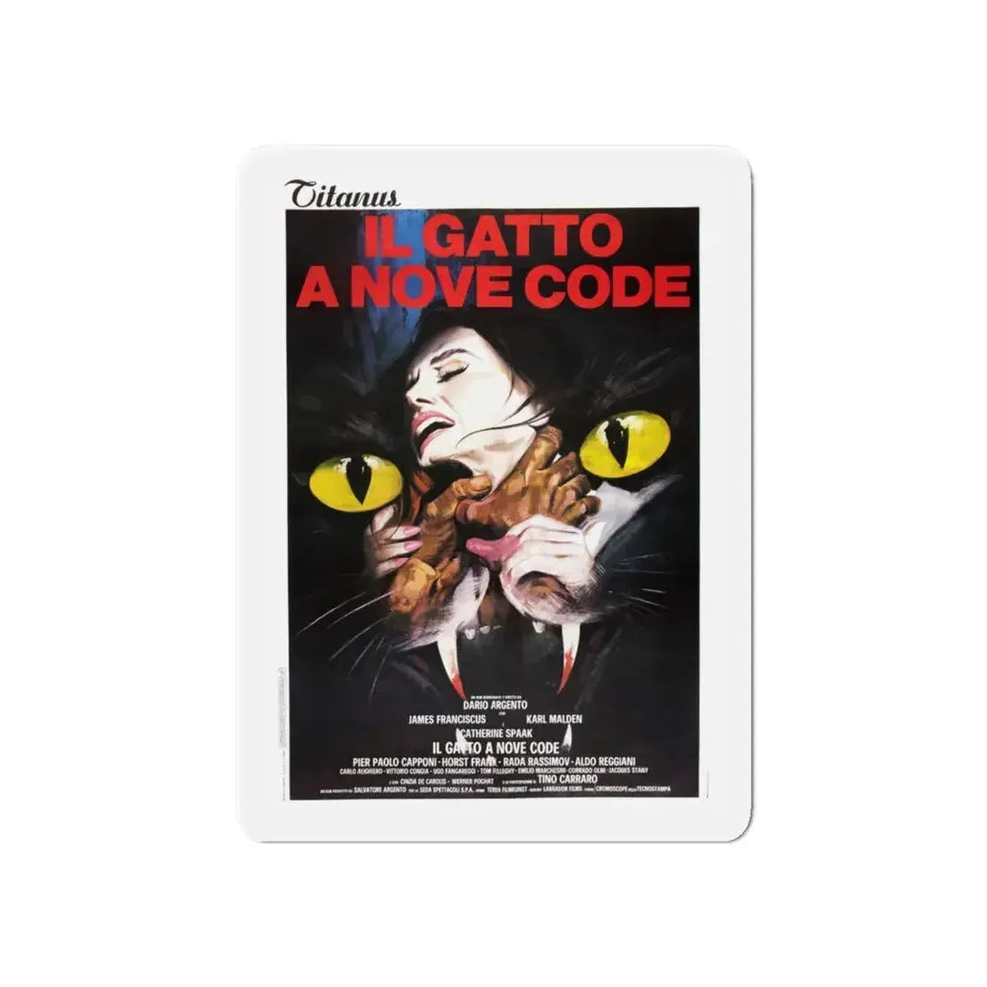 CAT O'NINE TAILS 1971 Movie Poster - Refrigerator Magnet 6 Inch - The Sticker Space