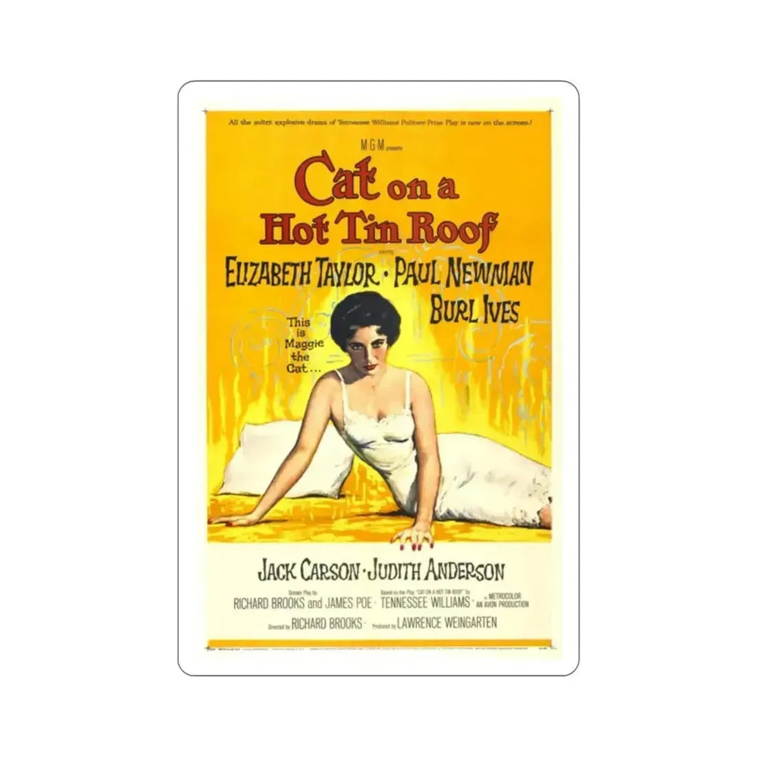Cat on a Hot Tin Roof 1958 Movie Poster STICKER Vinyl Die-Cut Decal - The Sticker Space