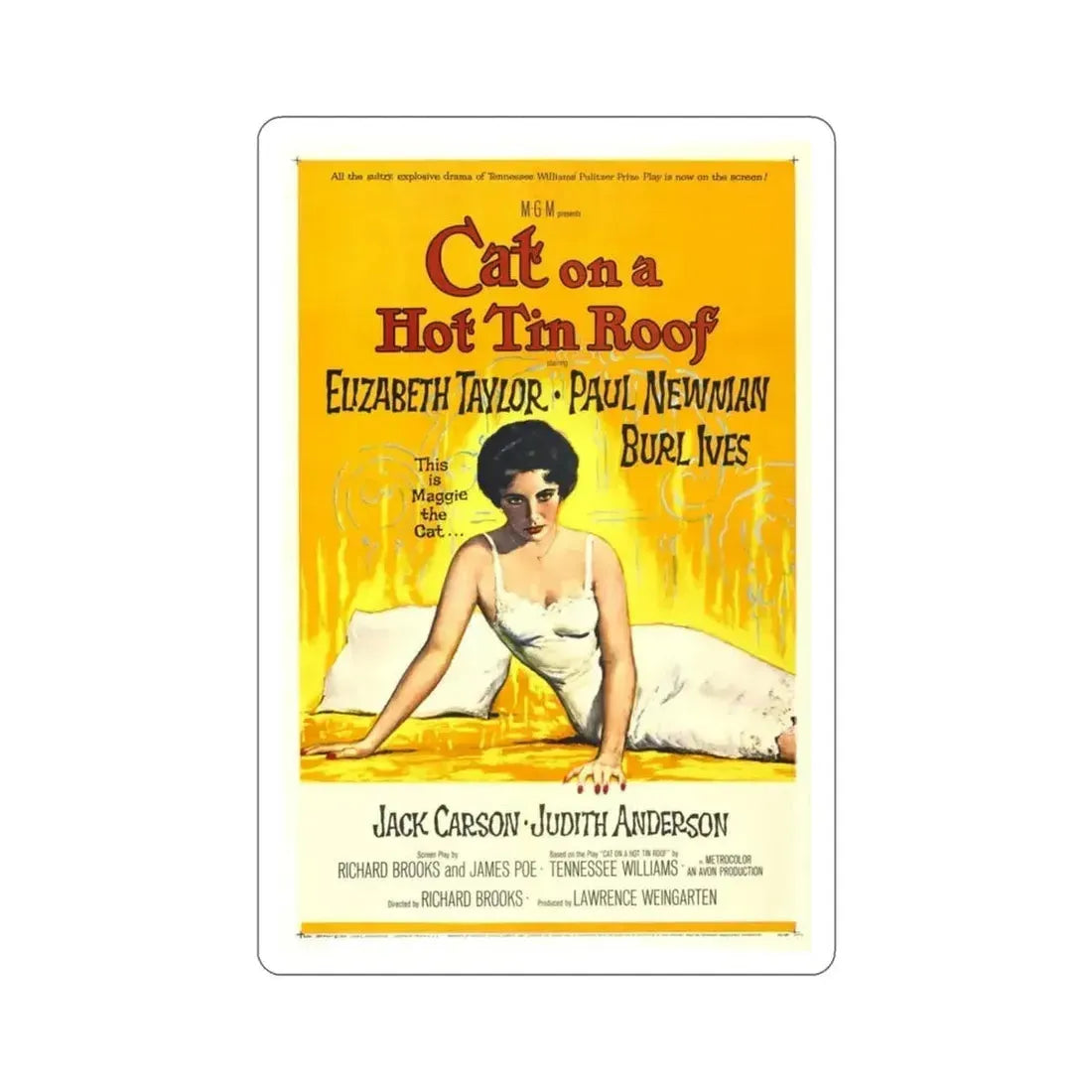 Cat on a Hot Tin Roof 1958 Movie Poster STICKER Vinyl Die-Cut Decal - The Sticker Space