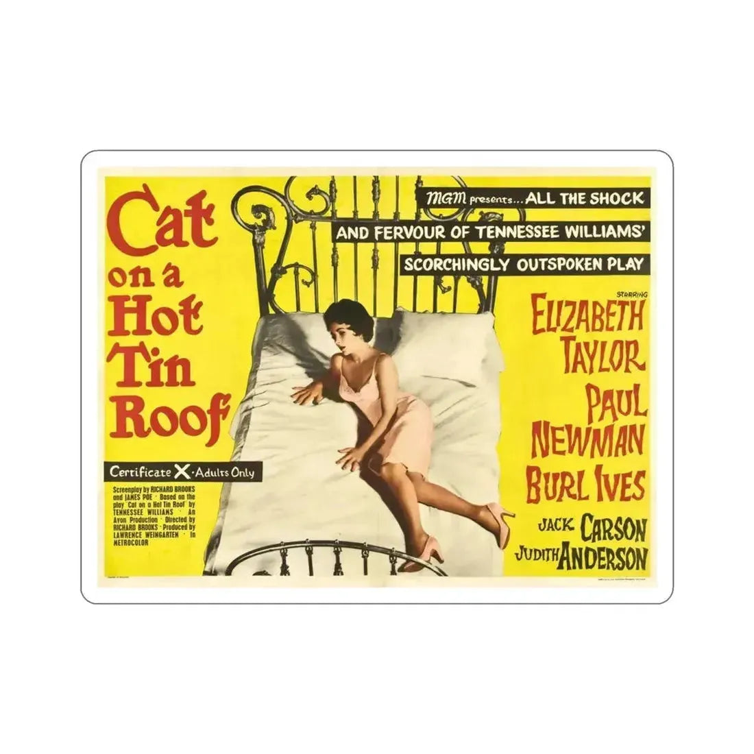 Cat on a Hot Tin Roof 1958 v2 Movie Poster STICKER Vinyl Die-Cut Decal - The Sticker Space