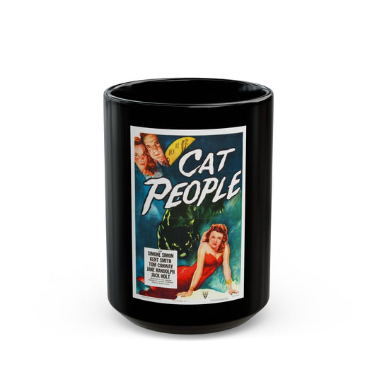 CAT PEOPLE 1942 Movie Poster - Black Coffee Mug-15oz-The Sticker Space