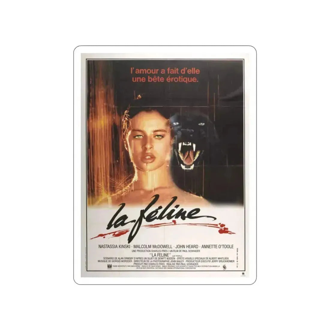 CAT PEOPLE (FRENCH) 1982 Movie Poster STICKER Vinyl Die-Cut Decal 2 Inch - The Sticker Space